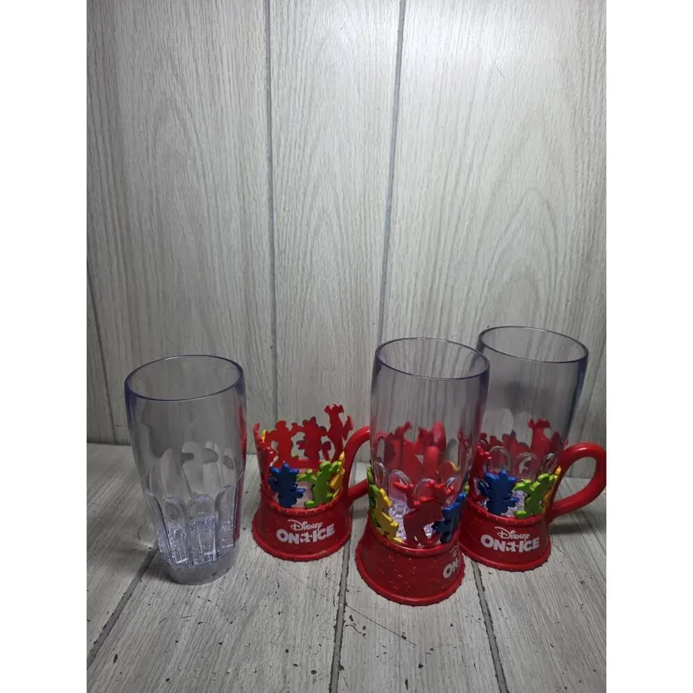 Disney On Ice Souvenir Mickey Mouse & Friends Light Up Plastic Mugs Set 3 Read